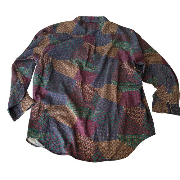 Vintage Ralph Lauren Chaps button up long sleeve paisley patchwork XL shirt men - Picture 5 of 8
